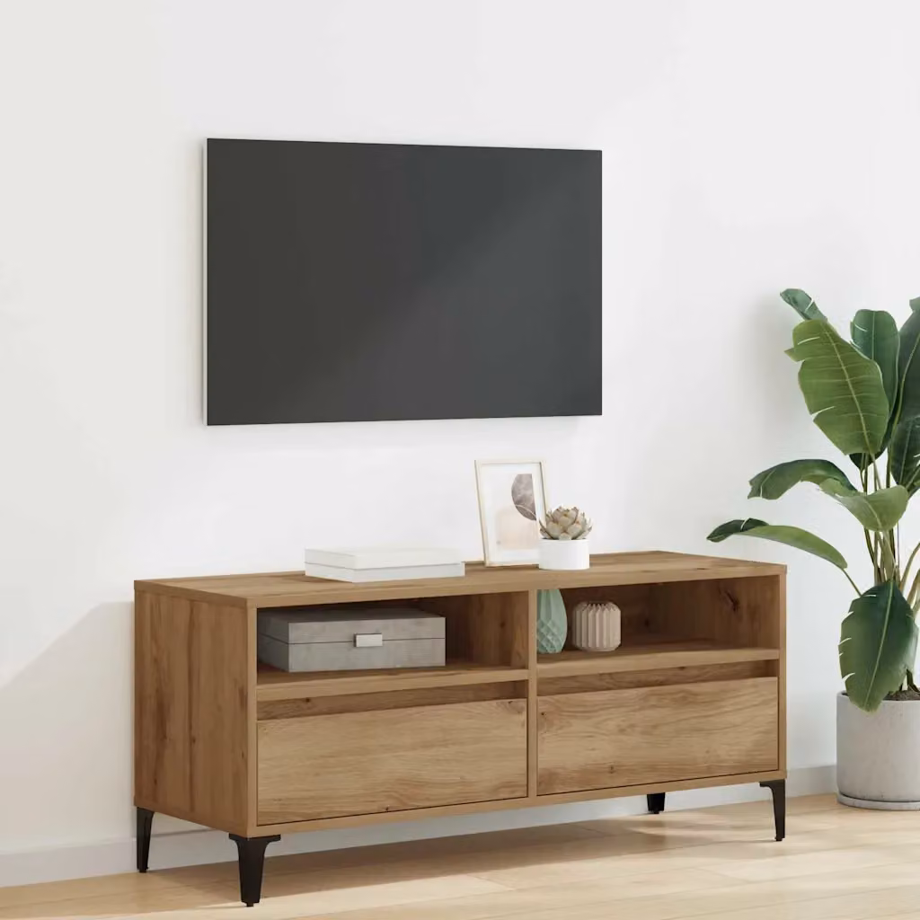 Mobile TV vidaXL in stile rustico color rovere, L 100 cm x P 34,5 cm x H 44,5 cm