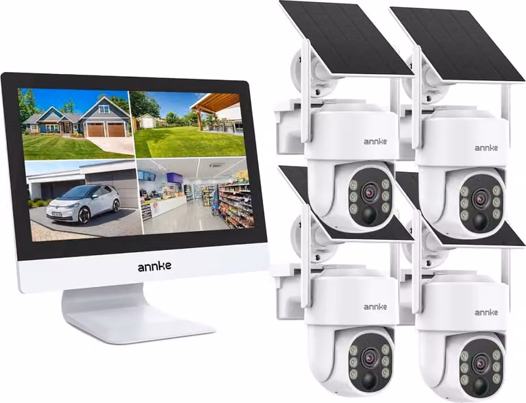 Sistema di sicurezza, supporto per telecamere ad alta risoluzione, tecnologia di riconoscimento intelligente, 4 pezzi, modello "Nessuno"
