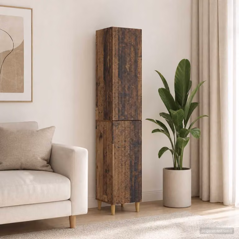 Set di 2 armadi moderni vidaXL in legno e MDF color marrone con ante scorrevoli e cassetti interni