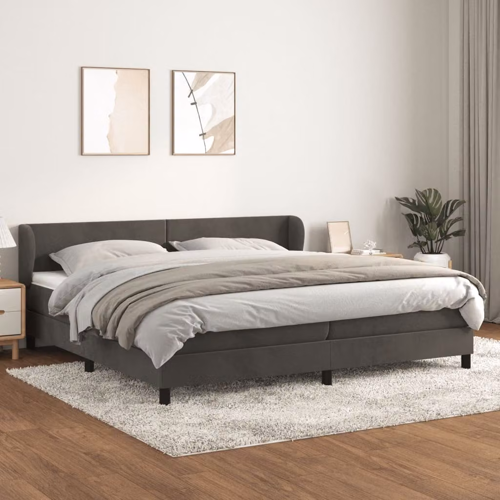 Maison Exclusive - Giroletto a Molle con Materasso Grigio Scuro 200x200 cm Velluto