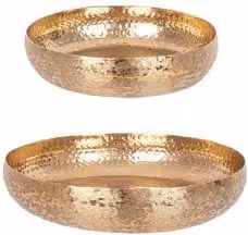 Set di 2 vassoi rotondi in alluminio Bizzotto Varanasi colore oro