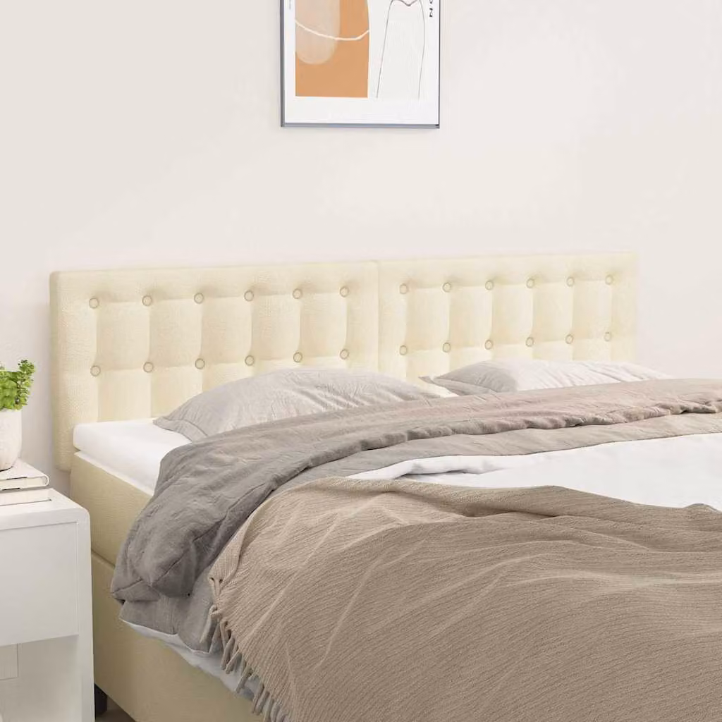 Testiera per letto vidaXL in similpelle beige, L: 144 cm, P: 5 cm, H: 78-88 cm