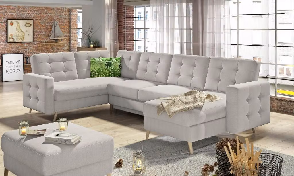 U-Form Couch Wohnlandschaft Ecksofa Garnitur Modern Design Sofa textil Stoff