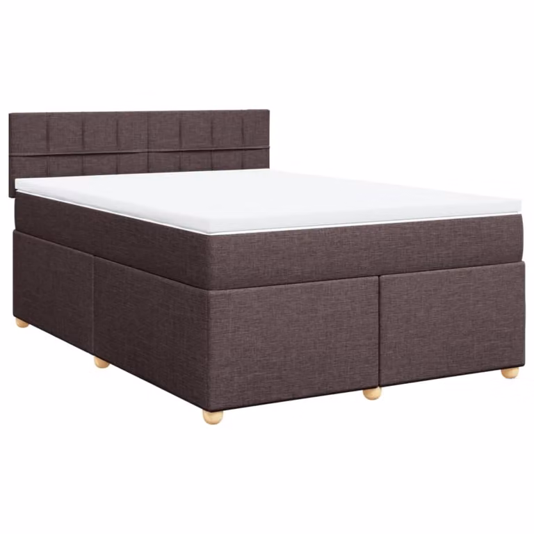 Giroletto a Molle con Materasso Marrone Scuro 140x200cm Tessuto
