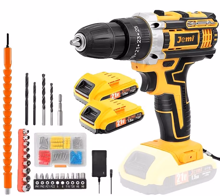 Trapano avvitatore, multifunzione 3-in-1, elevata coppia, 21V, 2 batterie, confezione in cartone