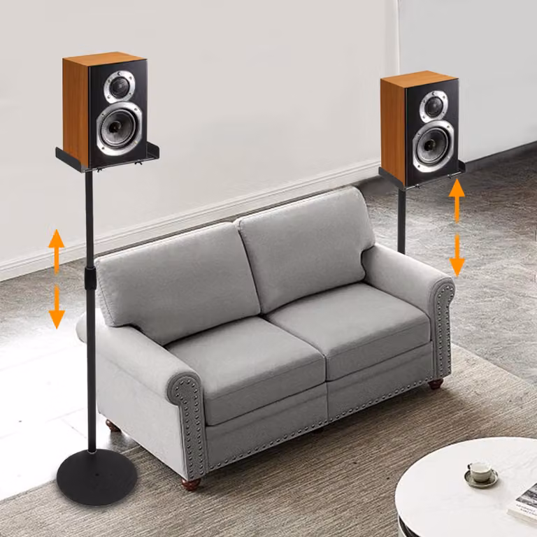 Supporti per altoparlanti, regolabili in altezza, design resistente, colore nero