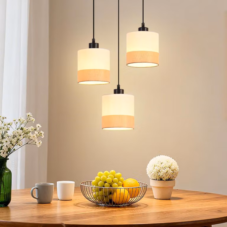 ZMH lampada a sospensione tavolo da pranzo lampada a sospensione lampada a 3 fiamme tavolo da pranzo lampada bianca E27 cucina sala da pranzo lampada a sospensione per il soggiorno (senza lampadina)