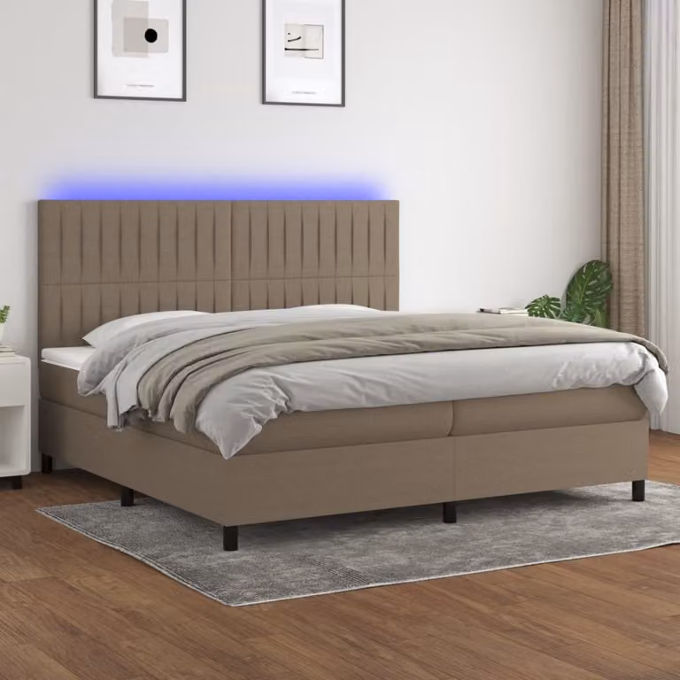 Maison Exclusive - Letto a Molle Materasso e LED tortora 200x200cm in Tessuto