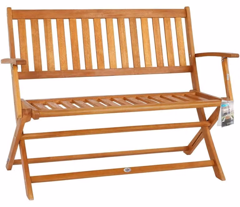 Panchina da giardino - Panca da parco - 120 x 90 x 55 cm - Eucalipto- Pieghevole - Marrone