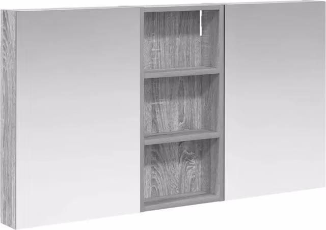 Set di 3 armadi da bagno moderni con specchio e illuminazione LED, finitura bianca opaca, L: 60,5 cm, P: 10,5 cm, H: 40 cm