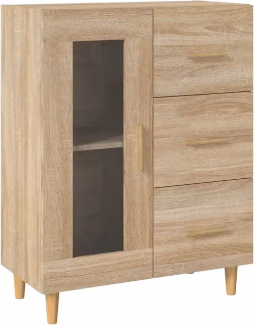 Credenza Buffet da pranzo in Legno Multistrato Rovere Sonoma, L: 69,5 cm, P: 34 cm, H: 90 cm – 1