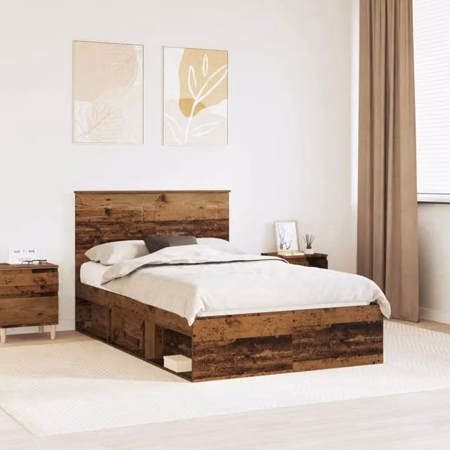 Struttura del letto-Giroletto Legno vecchio 120 x 190 cm Pino massello 716906