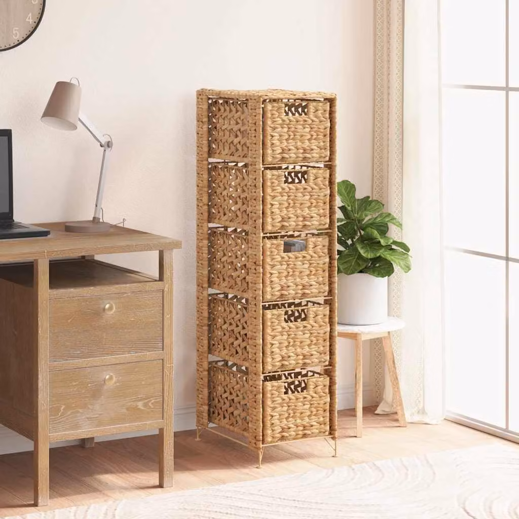 Armadietto portaoggetti vidaXL con 5 cesti in stile rustico, colore marrone e beige, L: 25,5 cm, P: 37 cm, H: 100 cm