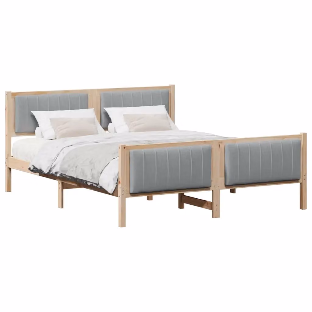 Struttura del letto moderna vidaXL in legno di pino, marrone e grigio, L 150 x P 200 cm – 2