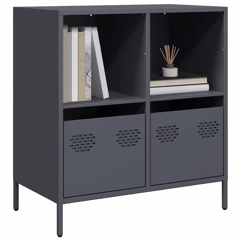 Credenza moderna vidaXL in metallo antracite L 68 cm, P 39 cm, H 73,5 cm