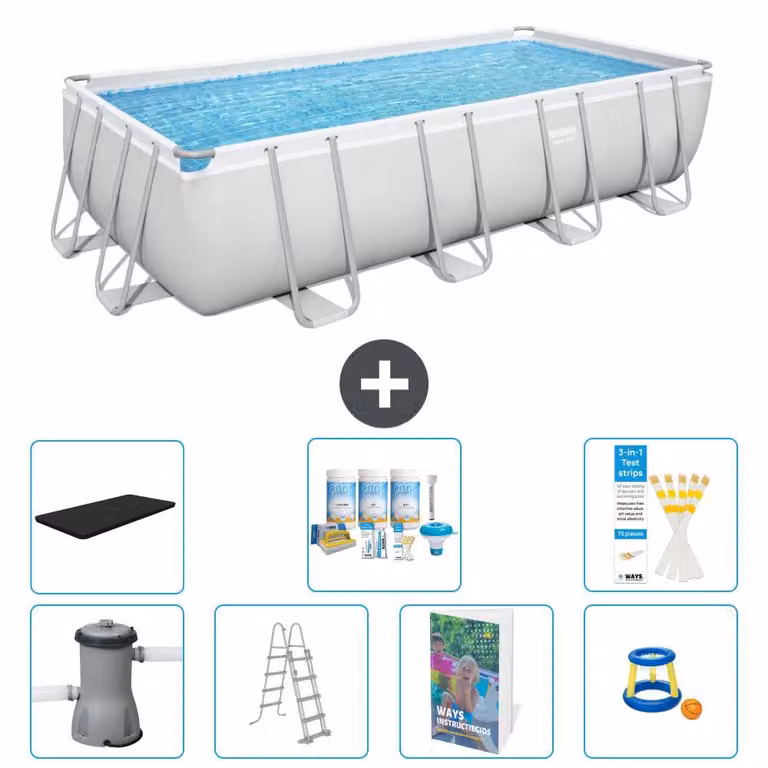 Bestway Power Steel, piscina rettangolare - 488x244x122 cm - composta da 6 parti, modello S548