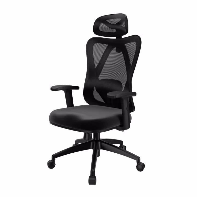 POKAR Sedia da ufficio ergonomica con schienale adattabile, colore: nero