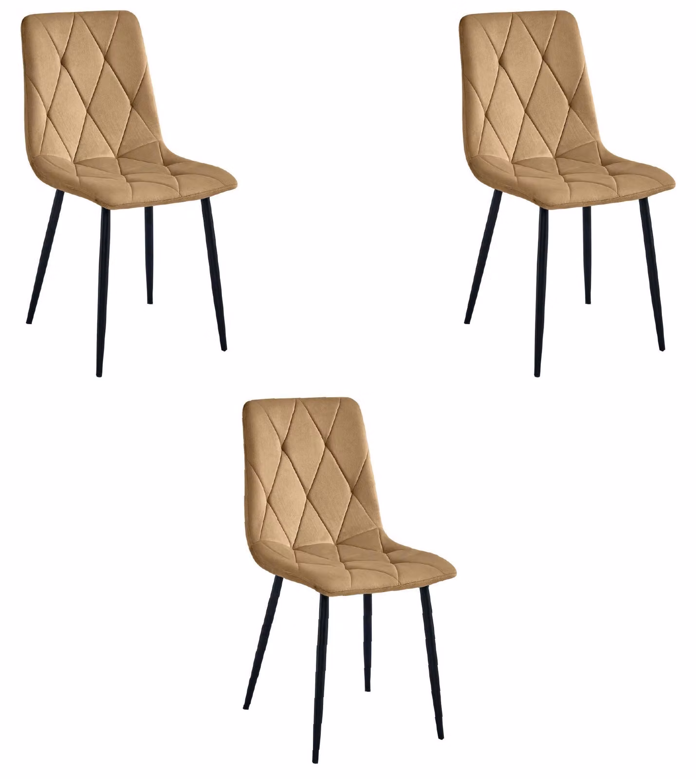 Sedia - Leobert - Libra - Velluto marrone/gambe nere - 44 x 54,5 x 87 cm - Set da 3