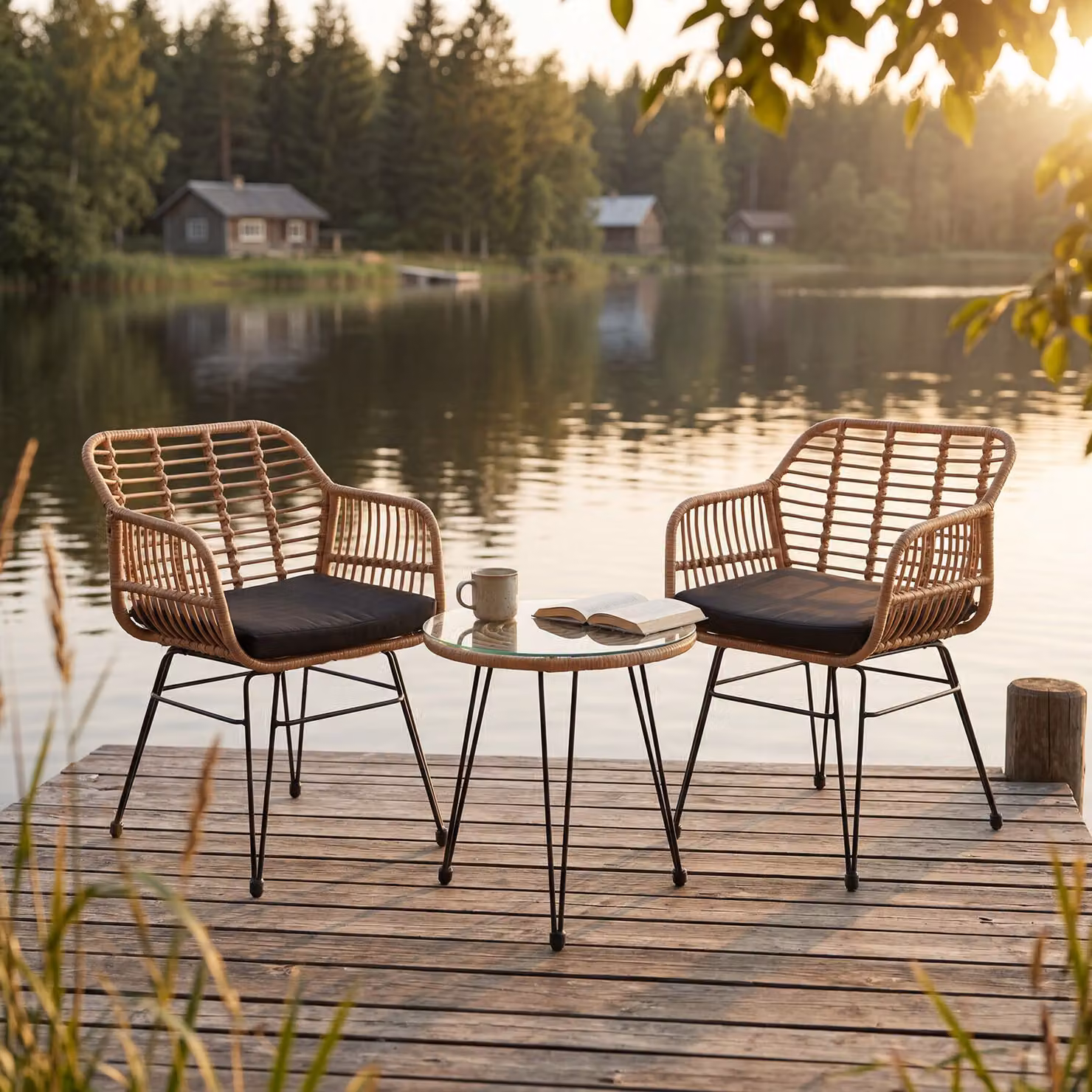Set da giardino Tectake Molfetta in rattan con divano a 2 posti, poltrona e tavolino da esterno, colore sabbia/beige – 2