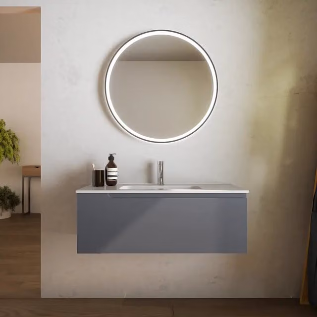Mobile bagno sospeso 70 cm un cassetto grigio opaco con lavabo | Ardenne
