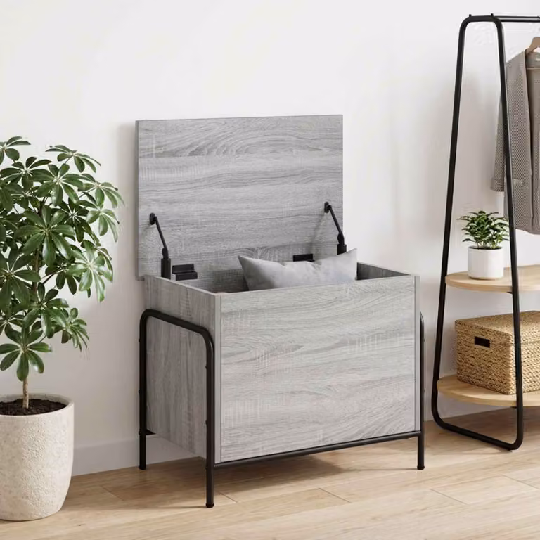Scatola di stoccaggio vidaXL in stile moderno, colore grigio, L: 80 cm, P: 40 cm, H: 49,5 cm