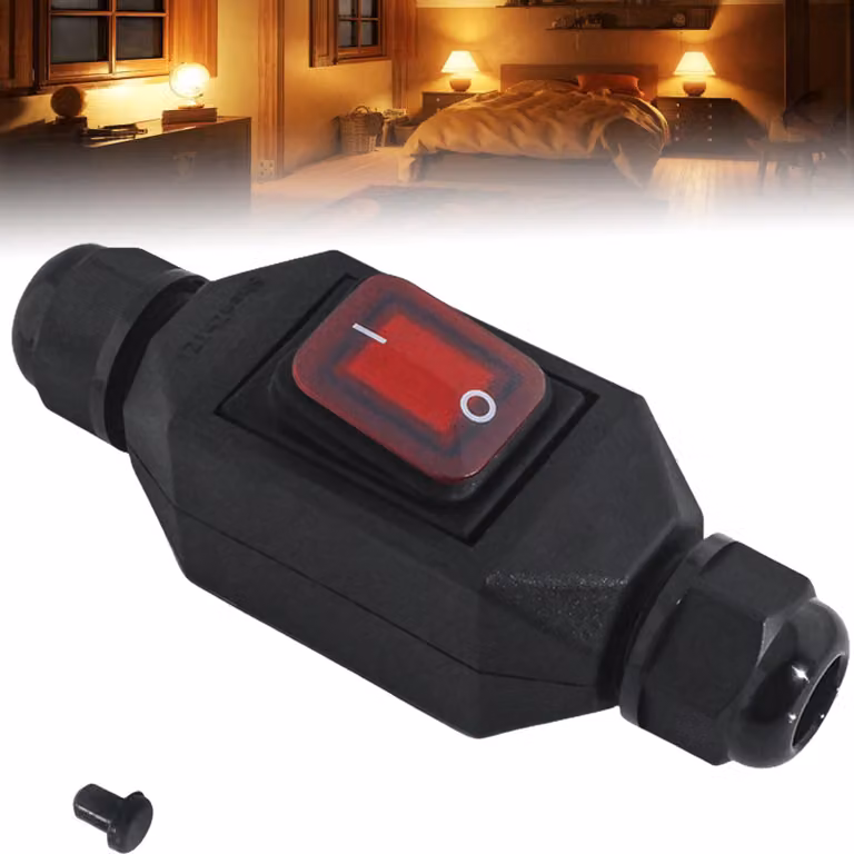 Interruttore a pulsante da incasso, grado di protezione IP66, 220V AC, 30A, colore nero