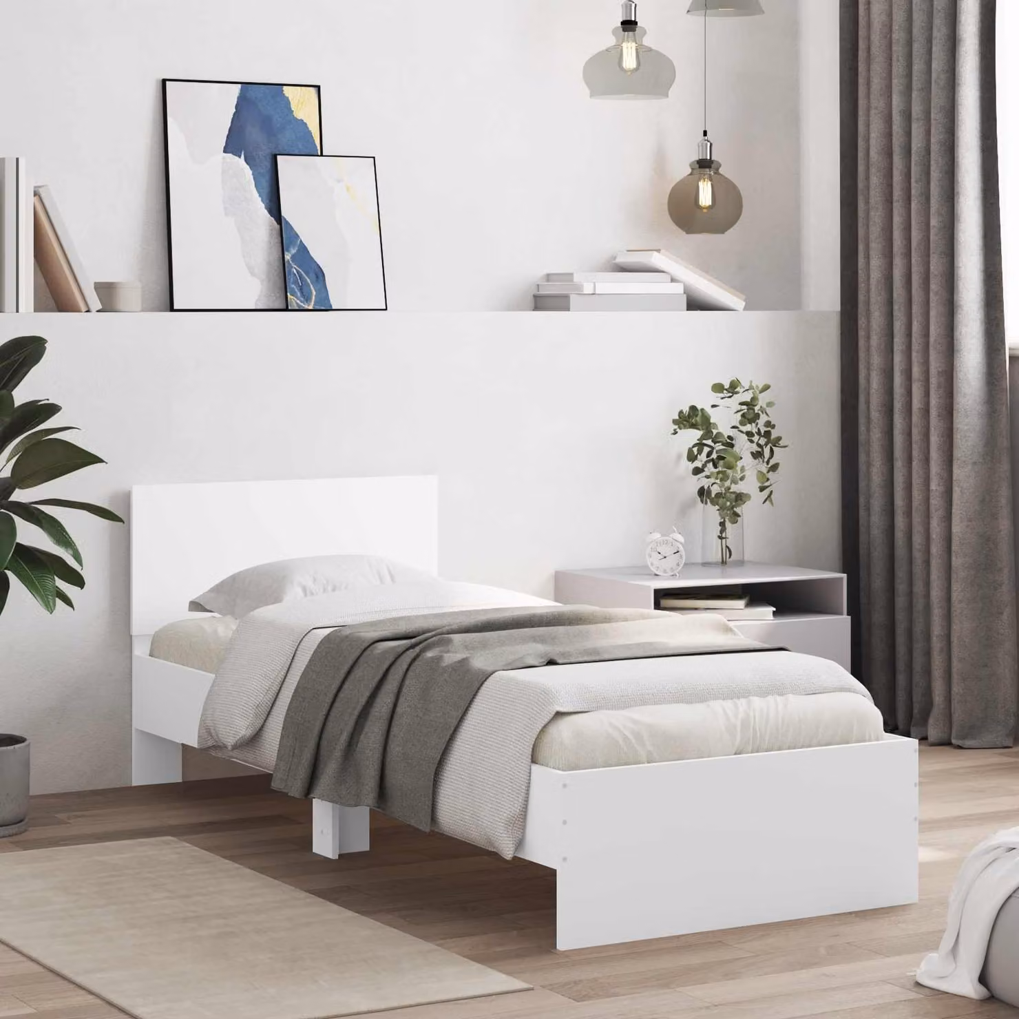 Struttura del letto moderna vidaXL in legno ingegnerizzato bianco L 200 x P 80 x H 85 cm