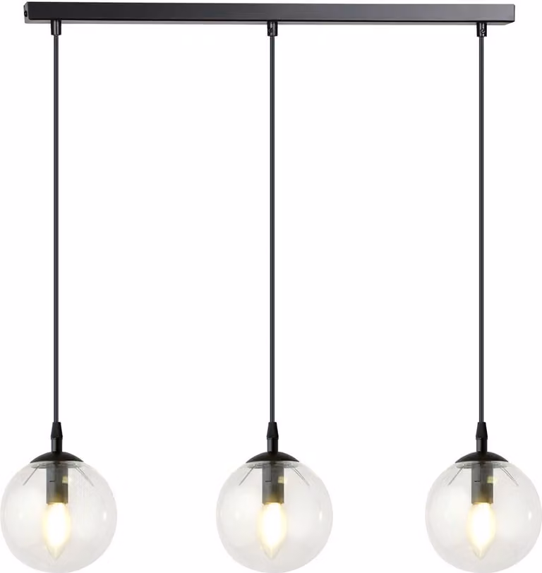 Lampadario Emibig 3xE14 40W COSMO 3 NERO TRASPARENTE 711/3