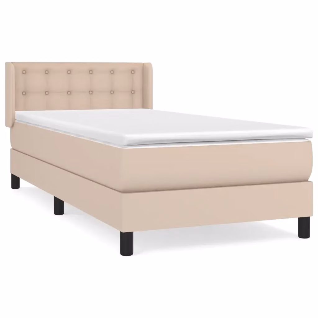 vidaXL Giroletto a Molle con Materasso in Similpelle Beige, L/P/H: 100 x 200 x 88 cm – 2