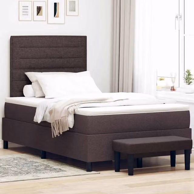 Letto ibrido con molle a tasche e testiera vidaXL, colore marrone, L/P/H: 120 x 200 x 280 cm – 1