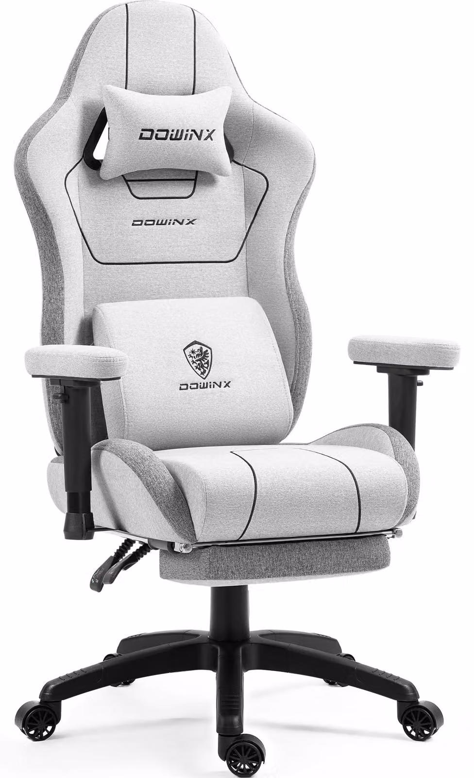 Sedia da gaming in tessuto, con imbottitura a molle insacchettate, supporto lombare massaggiante, poggiapiedi, dimensioni XXL, ergonomica, colore bianco