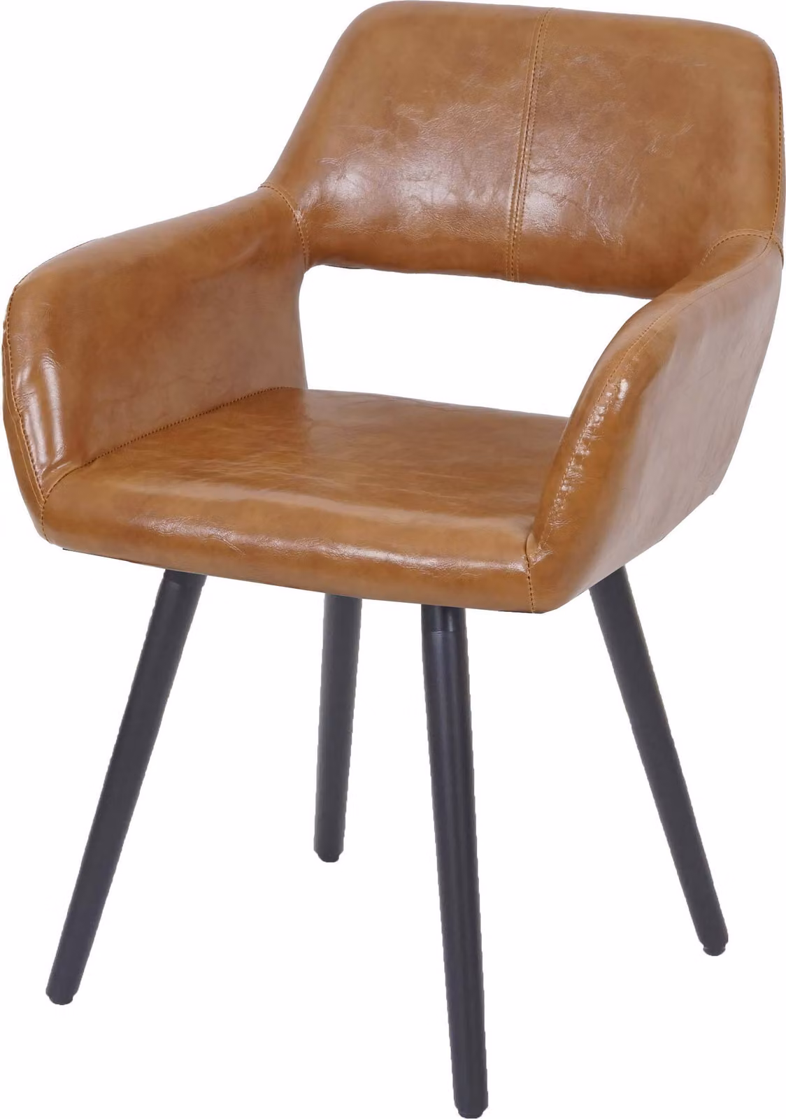 Sedia da sala da pranzo HWC-A50 II, sedia da cucina, design retrò anni '50 ~ Similcuoio, Similcuoio scamosciata, gambe scure