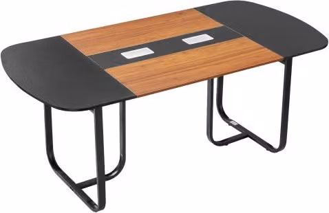VEVOR Tavolo da Conferenza Ovale Moderno per Ufficio e Home Office, Marrone e Nero, L: 180 cm, P: 90 cm, H: 75 cm