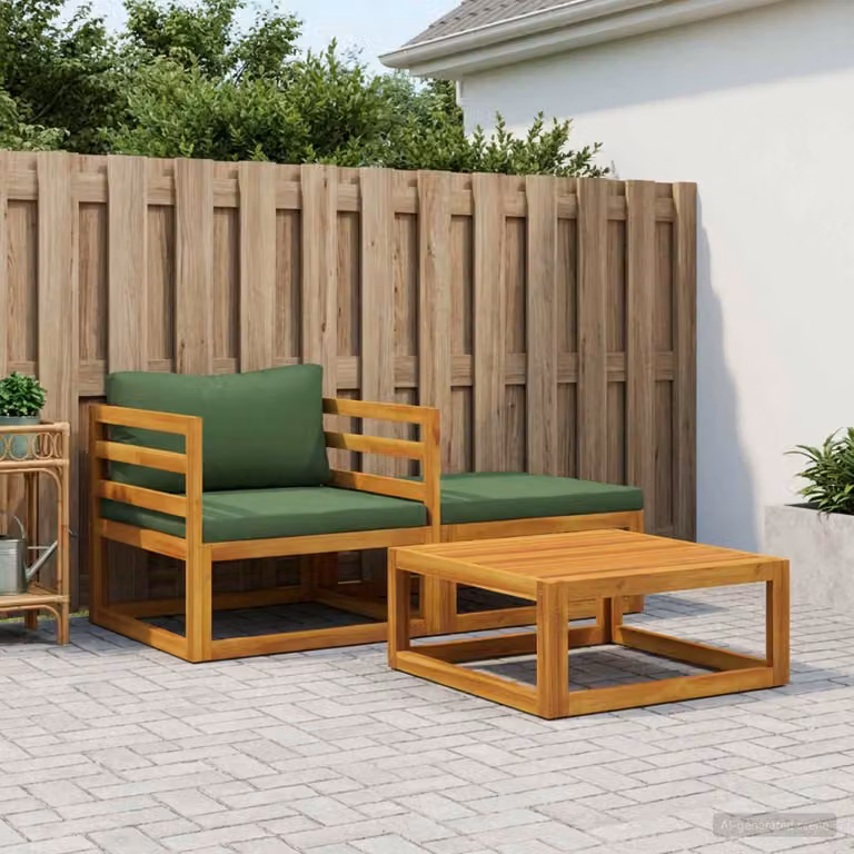 Set divano da giardino componibile vidaXL in legno di acacia verde con tavolino e pouf