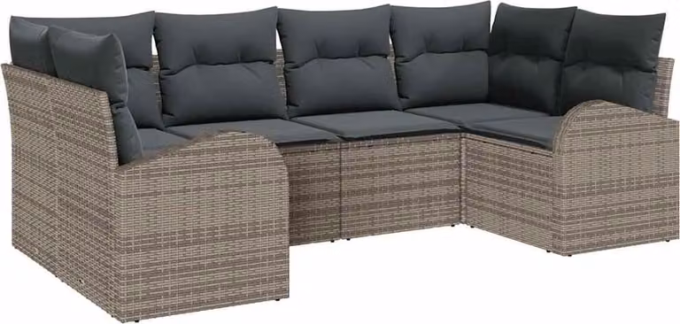 Set Divano da Giardino 6 pcs Grigio Rattan in Polipropilene