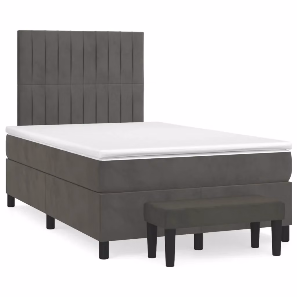 Letto Ibrido con Giroletto a Molle e Materasso vidaXL in Velluto Grigio L: 120 cm, H: 203 cm, P: 118 cm – 2