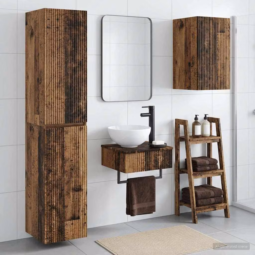 Set di mobili per il bagno vidaXL in legno marrone, 3 pezzi, L/P/H: 33 x 34,5 x 160 cm