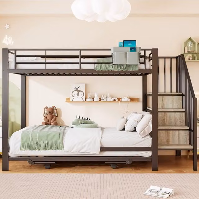 letto a castello metallo nero 95.5 x 255 cm