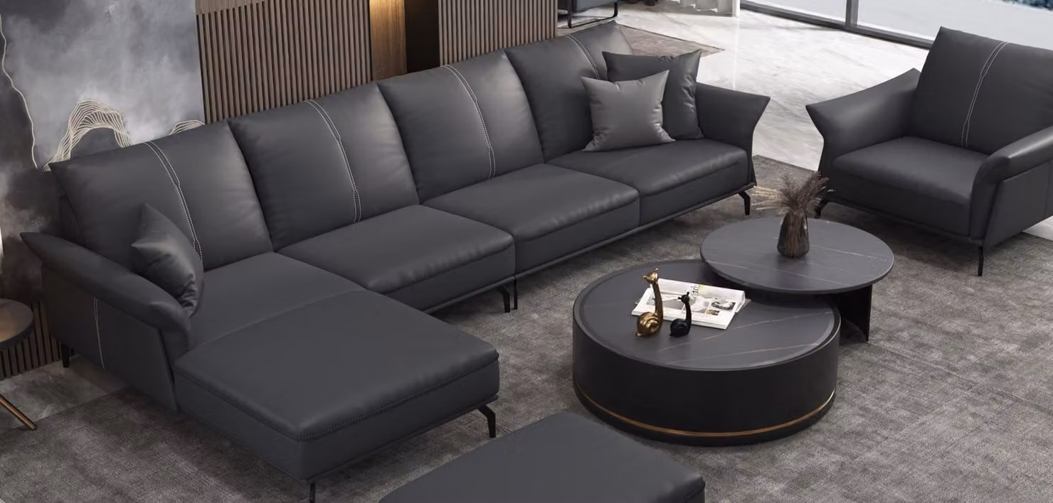Wohnzimmer L-Form Schwarz Modern Luxus Multifunktion Sofa Couch Eckpolsterung