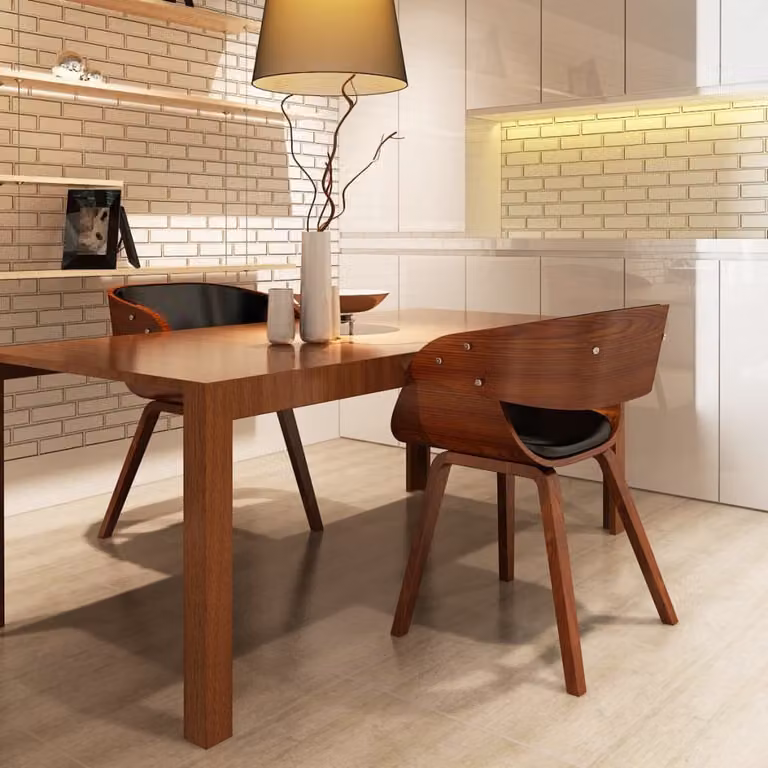 The Living Store Sedie da pranzo 2 pz. Legno curvo marrone e Similcuoio