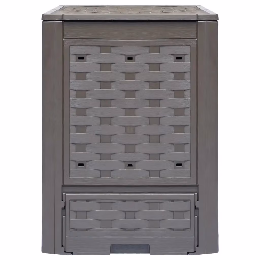 Compostiera da giardino in plastica effetto rattan marrone e grigio CFW3730033 L/P/H: 60 x 60 x 83 cm – 2