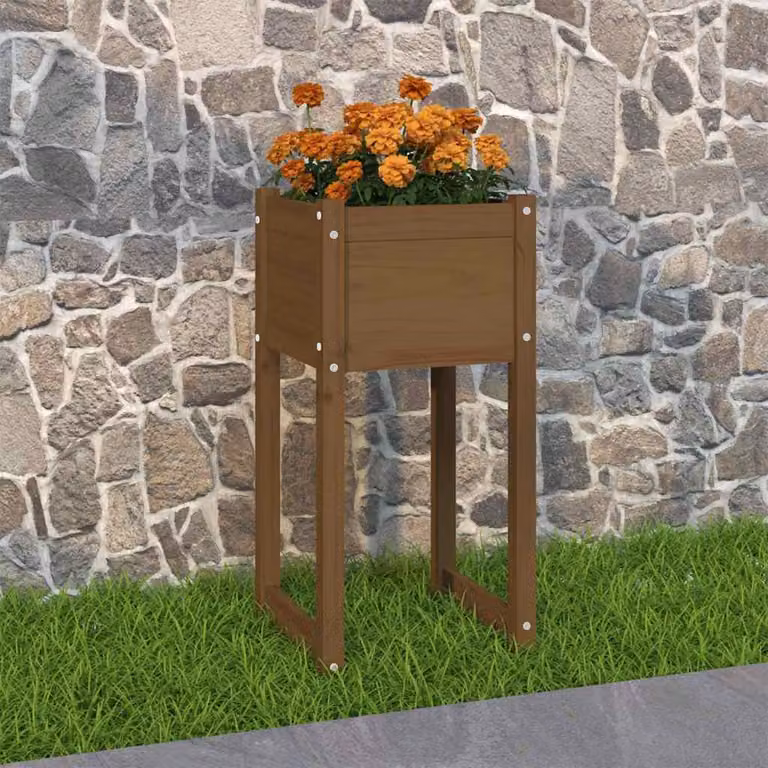 Fioriera vidaXL in legno di pino marrone, L/P/H: 40 x 40 x 81 cm