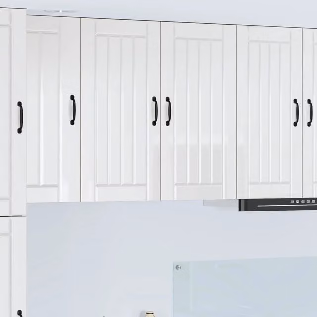 Armadietto a muro moderno vidaXL Bianco Lucido con ante a battente e ripiani interni L: 80 cm, P: 31 cm, H: 80 cm