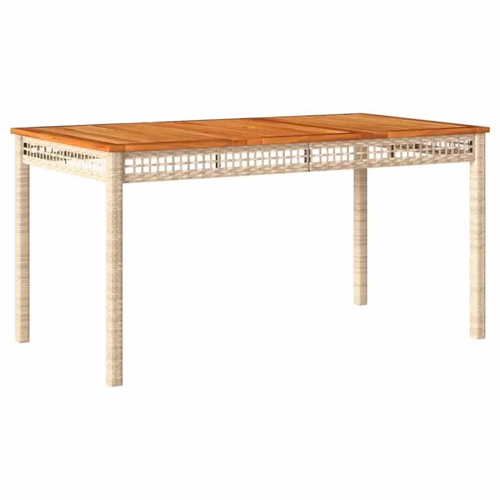 Tavolo da giardino rettangolare estensibile vidaXL in polyrattan e legno di acacia beige e marrone L: 140 cm, P: 80 cm, H: 75 cm – 2