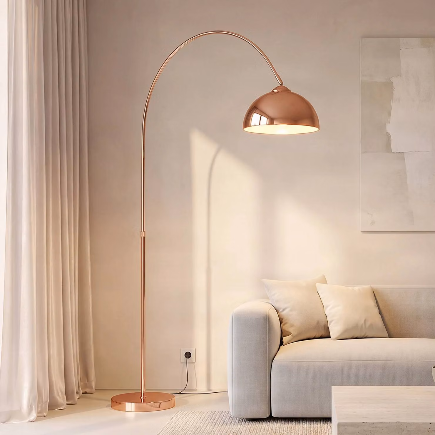 Lampada ad arco Lennart Lindby, Rame, Soggiorno / Sala da pranzo, Metallo, Moderno, Lampada da terra