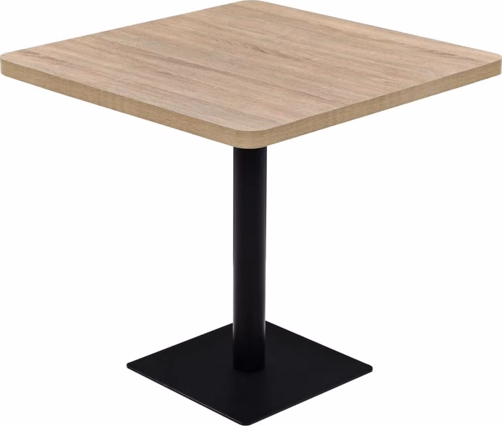 Tavolo Bistrot MDF e Acciaio Quadrato 80x80x75 cm Color Rovere
