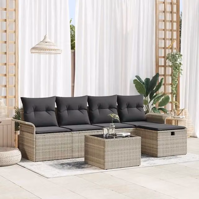 Set Divano da Giardino 6 pz Poly Rattan 3360203