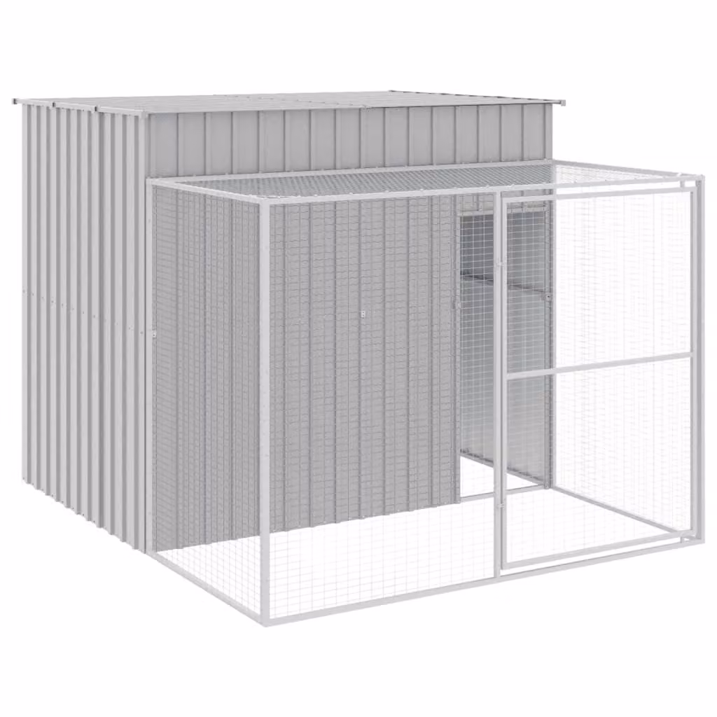 Casetta Cani Corsa Grigio Chiaro 214x253x181 cm Acciaio Zincato