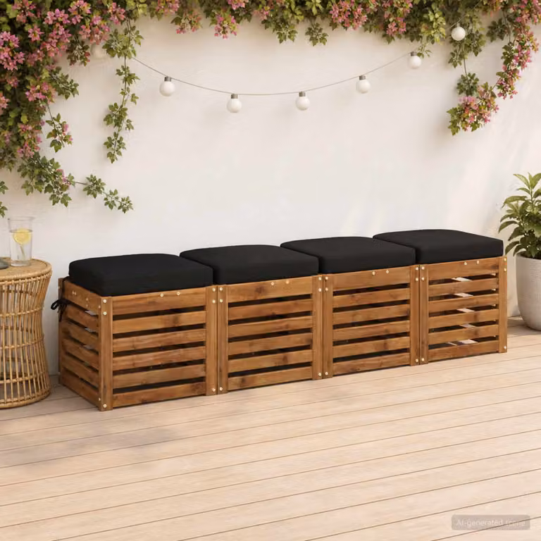 Set di 4 cuscini per sedile vidaXL SOEST in poliestere, colore nero
