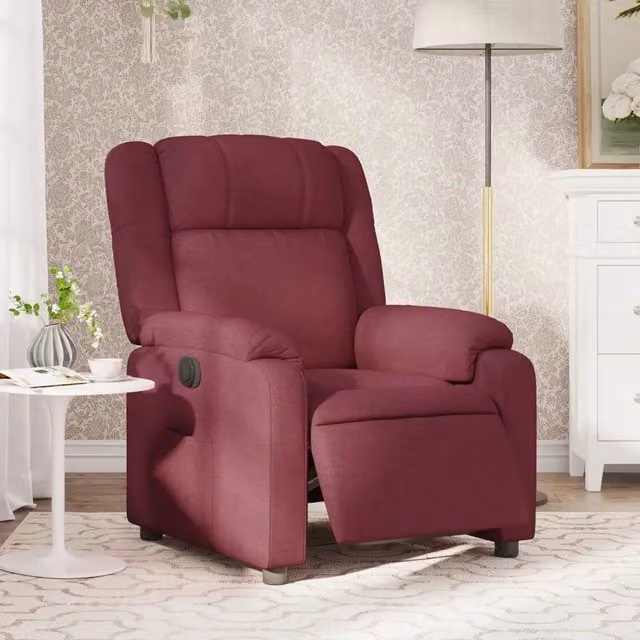 Poltrona Elettrica Reclinabile-Divano Sedia Rosso Vino in Tessuto 945148